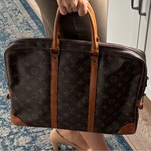 Louis Vuitton Monogram Business Bag Briefcase Vintage LV Laptop Work Tote Brown